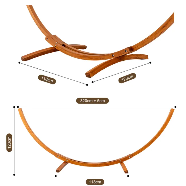 HOMAVO Hamak – wymiary ramy: 320×120×118 cm
