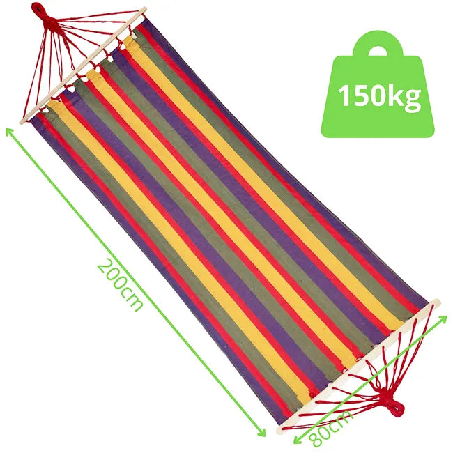 Hamak ogrodowy 1-osobowy 200x80 cm z drążkiem różnokolorowy